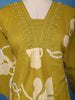 Olive Green Floral Printed Cotton Salwar Suit - Diadem