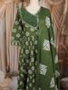 Olive Green Floral Printed Cotton Salwar Suit with Dupatta