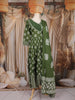 Olive Green Floral Printed Cotton Salwar Suit with Dupatta