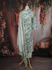 Olive Green Floral Printed Cotton Salwar Suit with Dupatta