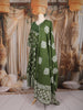 Olive Green Floral Printed Cotton Salwar Suit with Dupatta