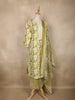 Olive Green Floral Printed Cotton Salwar Suit with Printed Dupatta