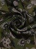 Olive Green Floral Printed Design Chanderi Cotton Saree with Contrast Zari Border