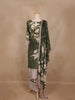 Olive Green Floral Printed Design Cotton Straight Cut Salwar Suit
