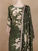 Olive Green Floral Printed Design Cotton Straight Cut Salwar Suit