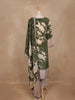 Olive Green Floral Printed Design Cotton Straight Cut Salwar Suit