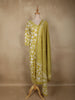 Olive Green Floral Printed Design Cotton Straight Cut Salwar Suit with Dupatta