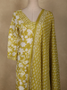 Olive Green Floral Printed Design Cotton Straight Cut Salwar Suit with Dupatta