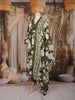 Olive Green Floral Printed Design Cotton Straight Cut Salwar Suit with Dupatta