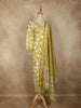Olive Green Floral Printed Design Cotton Straight Cut Salwar Suit with Dupatta