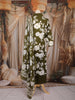 Olive Green Floral Printed Design Cotton Straight Cut Salwar Suit with Dupatta