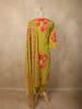Olive Green Floral Printed Design Cotton Straight Cut Salwar Suit with Dupatta