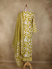 Olive Green Floral Printed Design Cotton Straight Cut Salwar Suit with Dupatta