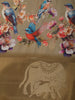 Olive Green Floral Printed Design Crepe Silk Saree with Cow Motif Border
