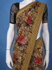 Olive Green Floral Printed Design Georgette Saree