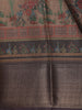 Olive Green Floral Printed Design Mixed Cotton Fancy Saree with Zari Border