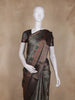 Olive Green Floral Printed Design Mixed Cotton Fancy Saree with Zari Border