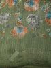 Olive Green Floral Printed Design Mixed Cotton Saree
