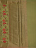 Olive Green Floral Printed Design Silk Saree