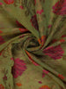 Olive Green Floral Printed Design Silk Saree