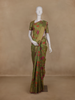 Olive Green Floral Printed Design Silk Saree