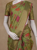 Olive Green Floral Printed Design Silk Saree