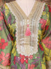 Olive Green Floral Printed Design Tissue Silk Anarkali Salwar Suit