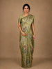 Olive Green Floral Printed Semi Tussar Silk Saree
