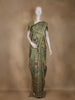 Olive Green Floral Printed Semi Tussar Silk Saree