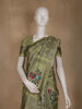 Olive Green Floral Printed Semi Tussar Silk Saree