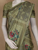 Olive Green Floral Printed Semi Tussar Silk Saree