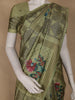 Olive Green Floral Printed Semi Tussar Silk Saree