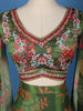 Olive Green Floral Printed Synthetic Palazzo Suit With Embroidered Crop Top