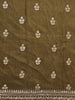 Olive Green Floral Printed Tissue Organza Saree with Sequins Embroidered Border