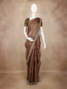 Olive Green Floral Printed Tissue Organza Saree with Sequins Embroidered Border