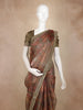 Olive Green Floral Printed Tissue Organza Saree with Sequins Embroidered Border