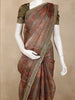 Olive Green Floral Printed Tissue Organza Saree with Sequins Embroidered Border