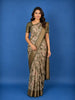 Olive Green Floral Printed Tissue Saree