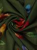 Olive Green Floral Printed Tussar Silk Saree
