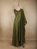 Olive Green Floral Sequins Embroidered Design Georgette Party Wear Gown