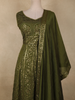 Olive Green Floral Sequins Embroidered Design Georgette Party Wear Gown