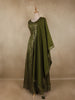 Olive Green Floral Sequins Embroidered Design Georgette Party Wear Gown