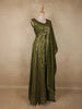 Olive Green Floral Sequins Embroidered Design Georgette Party Wear Gown