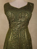 Olive Green Floral Sequins Embroidered Design Georgette Party Wear Gown