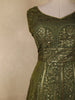 Olive Green Floral Sequins Embroidered Design Georgette Party Wear Gown