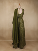 Olive Green Floral Sequins Embroidered Design Georgette Party Wear Gown
