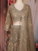 Olive Green Floral Sequins Embroidered Design Net Lehenga With Dupatta
