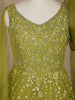 Olive Green Floral Sequins Embroidered Net Party Wear Gown