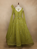 Olive Green Floral Sequins Embroidered Net Party Wear Gown