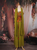Olive Green Floral Sequins and Beads Embroidered Design Indo Western Palazzo Set with Dupatta